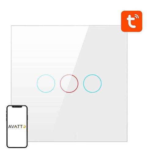 Smart Light Switch ZigBee Avatto ZTS02-EU-W3 3 Way TUYA (white), Avatto ZTS02-EU-W3