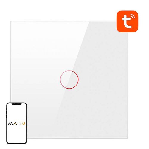 Smart Light Switch ZigBee Avatto LZTS02-EU-W1 1 Way No Neutral TUYA (white), Avatto LZTS02-EU-W1