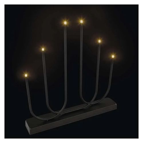 LED candlestick, metal, black, 40 cm, 2x AA, indoor, warm white, EMOS DCAW24 8592920147337