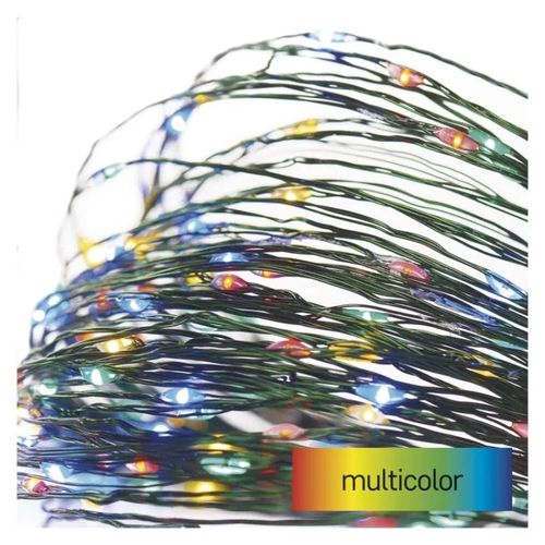 LED Christmas nano chain, green, 15 m, outdoor and indoor, multicolour, timer, EMOS D3AM03 8592920095317