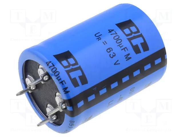 Capacitor: electrolytic; SNAP-IN; 4700uF; 63VDC; Ø30x40mm; ±20% VISHAY MAL205158472E3