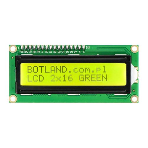 LCD display 2x16 characters green with connectors - justPi JUS-19733 5903351243124