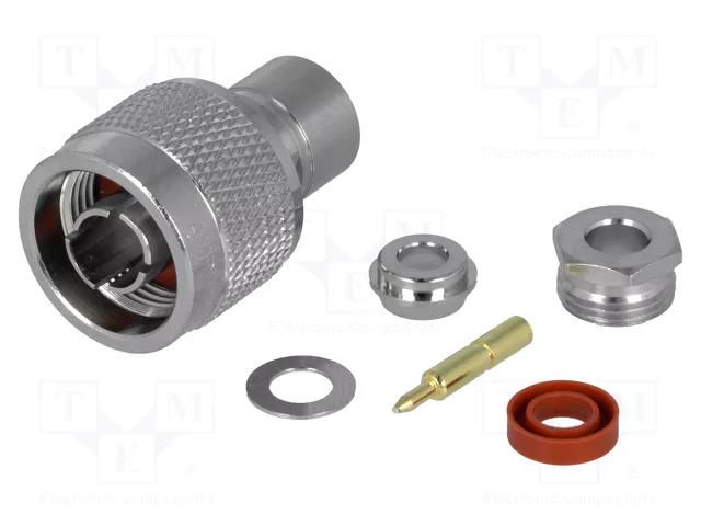 Connector: N; plug; male; straight; 50Ω; soldering; PTFE AMPHENOL RF N1141A1NT3G150