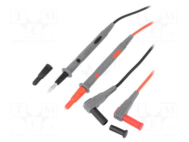 Test leads; Inom: 10A; Len: 1m; red and black; Insulation: silicone AXIOMET AX-TLS-003A