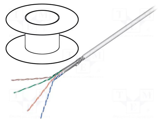 Wire; SF/UTP; 4x2x26AWG; 5e; stranded; CCA; PVC; grey; 100m Goobay SF/UTP5-FCCA-100