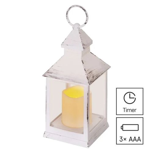 LED decoration – antique lantern, white, flashing, 3x AAA, indoor, vintage, timer, EMOS DCLV01 8592920093771