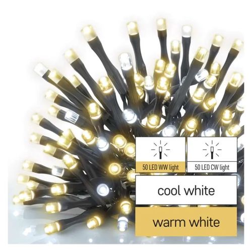 Standard LED interconnecting Christmas chain, 10 m, outdoor, warm/cool white, EMOS D1AN01 8592920099827