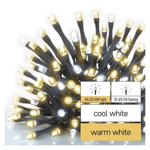 Standard LED interconnecting Christmas chain, flashing, 10 m, outdoor, warm/cool white, EMOS D1AN02 8592920099841
