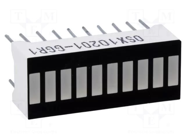 Display: LED; bargraph; green (7x) / red (3x); 25.5x10.2x7.9mm OPTOSUPPLY OSX10201-GGR1