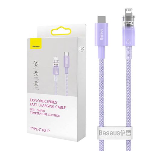 Fast Charging cable Baseus USB-C to Lightning  Explorer Series 1m, 20W (purple), Baseus CATS010205