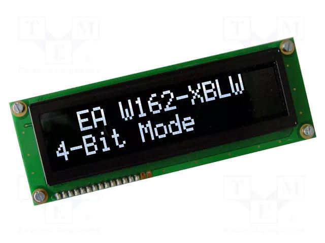Display: OLED; alphanumeric; 16x2; Dim: 122x44mm; white; PIN: 16 DISPLAY VISIONS EAW162-XBLW