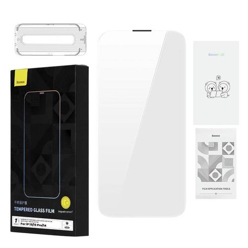 Tempered Glass Baseus 0.4mm Iphone  13/13 Pro/14 + cleaning kit, Baseus SGKN030602