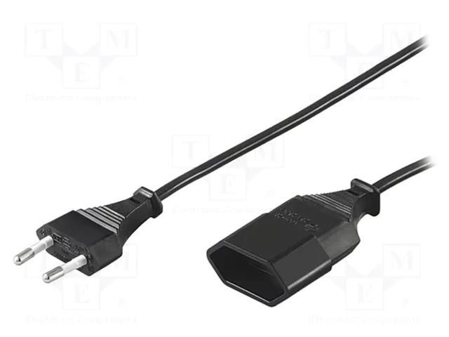 Extension lead; 2x0.75mm2; Sockets: 1; black; 5m; 2.5A Goobay S15-2/07/5BK
