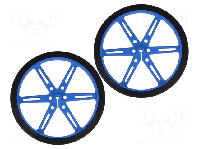 Wheel; blue; Shaft: D spring; push-in; Ø: 80mm; Shaft dia: 3mm; 2pcs. POLOLU POLOLU-1433
