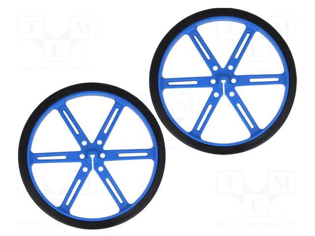 Wheel; blue; Shaft: D spring; push-in; Ø: 90mm; Shaft dia: 3mm; 2pcs. POLOLU POLOLU-1438