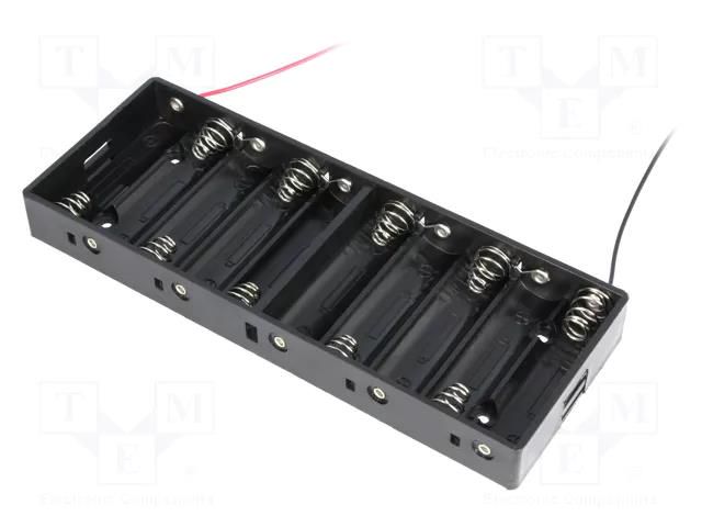 Holder; AA,R6; Batt.no: 10; cables; black COMF BH-3101A