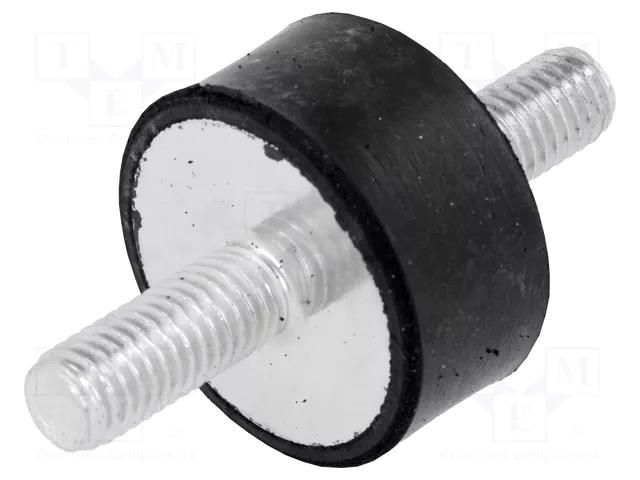 Vibration damper; M8; Ø: 30mm; rubber; L: 15mm; Thread len: 20mm ELESA+GANTER DVA1-30-15-M8