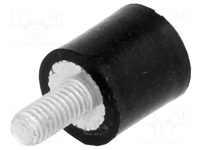 Vibration damper; M3; Ø: 8mm; rubber; L: 8mm; Thread len: 6mm; H: 3mm ELESA+GANTER DVA2-8-8-M3