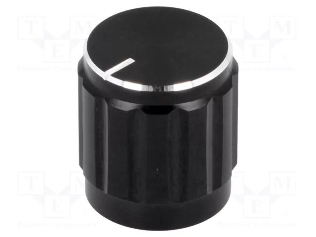 Knob; with pointer; aluminium,thermoplastic; Øshaft: 6mm; black SR PASSIVES GC6M-15X16