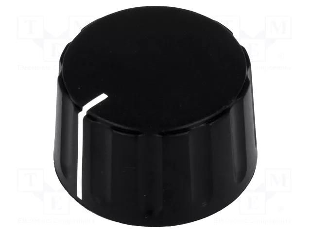 Knob; conical,with pointer; ABS; Øshaft: 6mm; Ø28.5x17.1mm; black SR PASSIVES GW28B