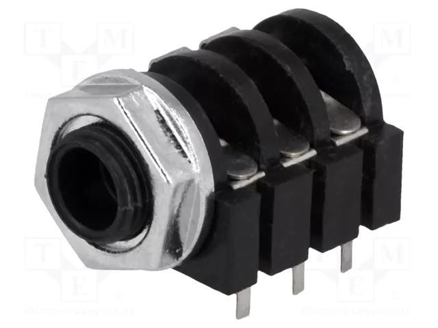 Connector: Jack 6,3mm; socket; female; stereo; ways: 3; THT NINIGI JC-215