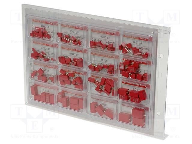 Capacitors-kit; THT; No.of val: 19; 125pcs; 4.7nF÷10uF WIMA MKS-KIT