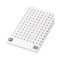 MARKER CARD, 1 TO 250, 5.08MM, WHITE, TB 0804332
