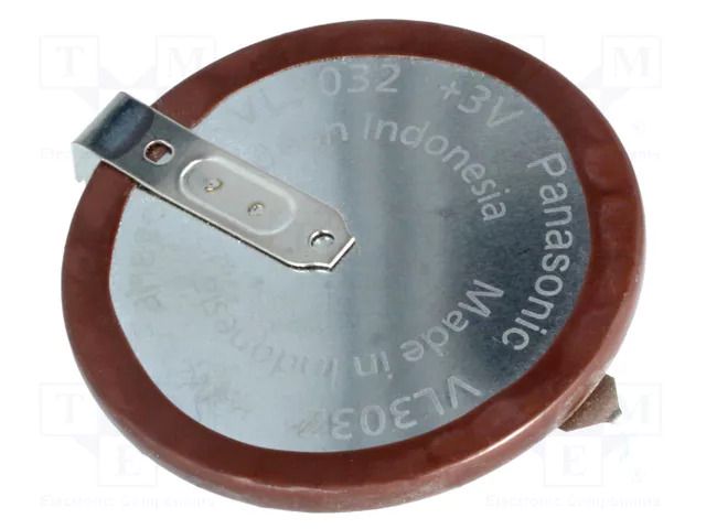 Re-battery: Li; VL3032; 3V; 100mAh; 2pin,for PCB; Ø30x3.9mm PANASONIC VL-3032/HF5N