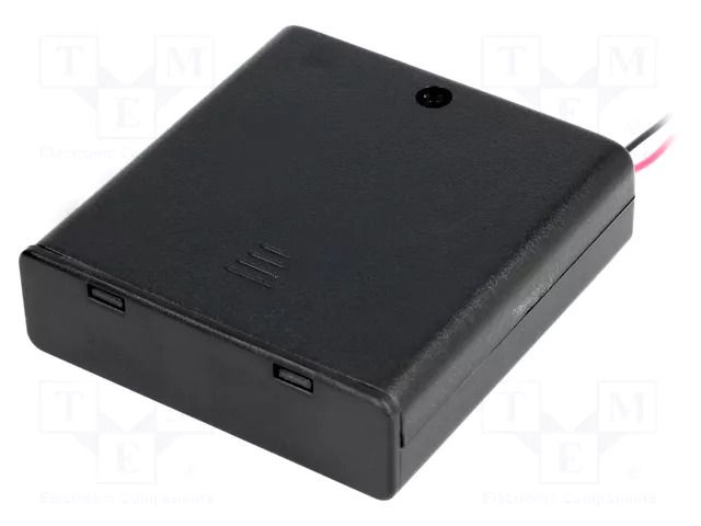 Holder; AA,R6; Batt.no: 4; cables; 150mm; black; with switch COMF SBH-341-AS
