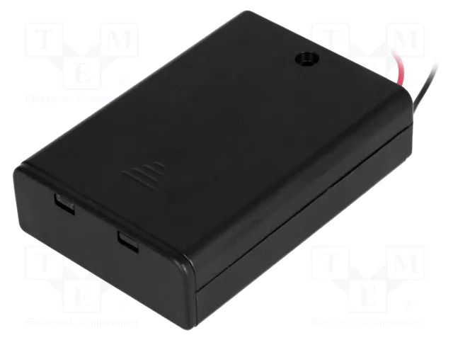 Holder; AA,R6; Batt.no: 3; cables; 150mm; black; with switch COMF SBH-331-AS