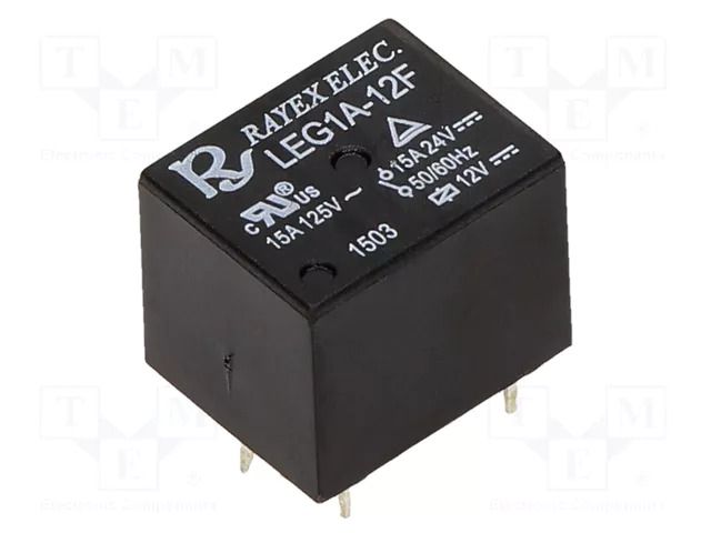 Relay: electromagnetic; SPST-NO; Ucoil: 12VDC; Icontacts max: 15A Recoy/RAYEX ELECTRONICS LEG-1A-12F