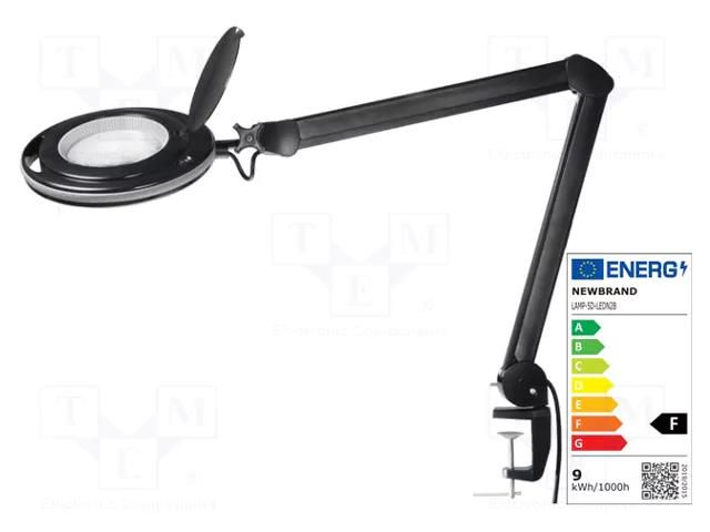 Desk magnifier; with backlight; 5dpt(x2.25); Ø127mm; Ø5"; 9W NEWBRAND LAMP-5D-LEDN2B