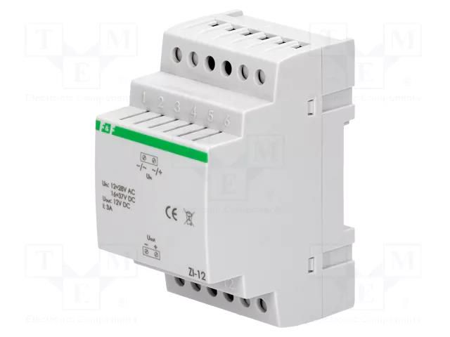 Power supply: switched-mode stabiliser; for DIN rail; 12VDC; 3A F&F ZI-12