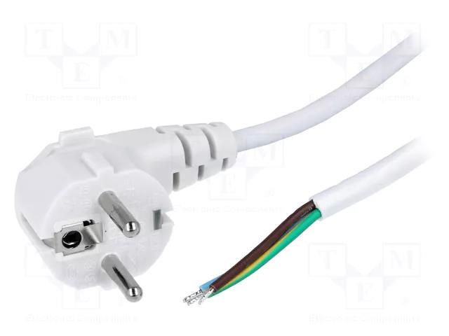 Cable; 3x0.75mm2; CEE 7/7 (E/F) plug angled,wires; PVC; 1.8m LIAN DUNG S3-3/07/1.8WH