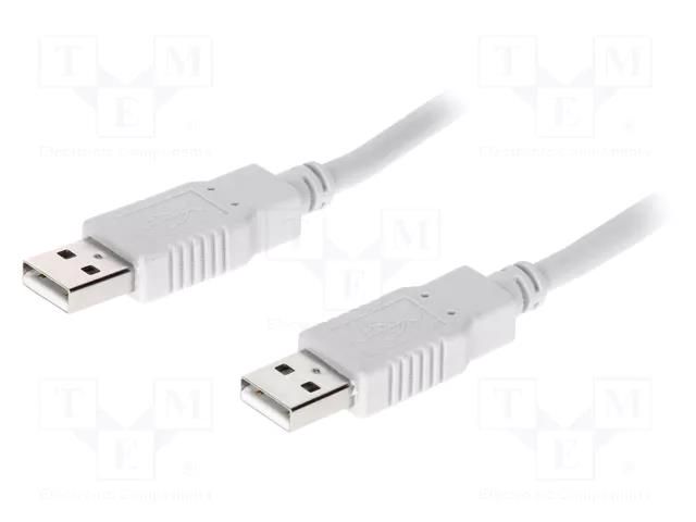 Cable; USB 2.0; USB A plug,both sides; 5m; grey; Core: CCA BQ CABLE CAB-USB2AA/5.0-GY