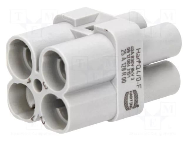 Connector: HDC; contact insert; female; 40A; 830V; Han Q; PIN: 4 HARTING 09120043151