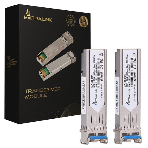 Extralink SFP 1.25G 2-pack | SFP Module | 1,25Gbps, LC/UPC, 1310nm, 2km, single mode, DOM, EXTRALINK EX.35894 5905090335894