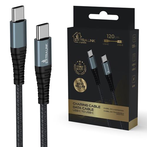 Extralink Smart Life USB Type-C to Type-C Black | USB-C to USB-C Cable | 120cm, EXTRALINK CABESL07 5906168633102