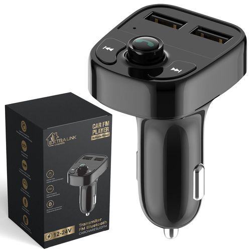 Extralink Smart Life FM transmitter for a car with charging function | 2x USB-A | Black, EXTRALINK CARCHARESL02FM 5906168633829