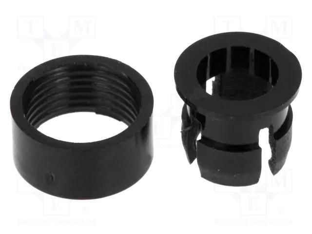 LED holder; 5mm; two-piece; black; UL94V-2; L: 6.7mm; polyamide FIX&FASTEN FIX-LED5-2