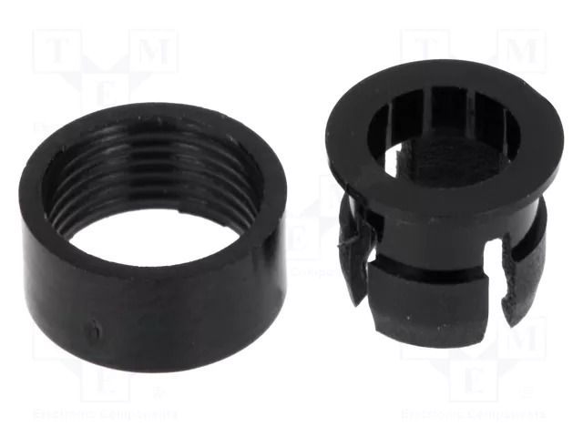LED holder; 5mm; two-piece; black; UL94V-2; L: 6.7mm; polyamide FIX&FASTEN FIX-LED5-2