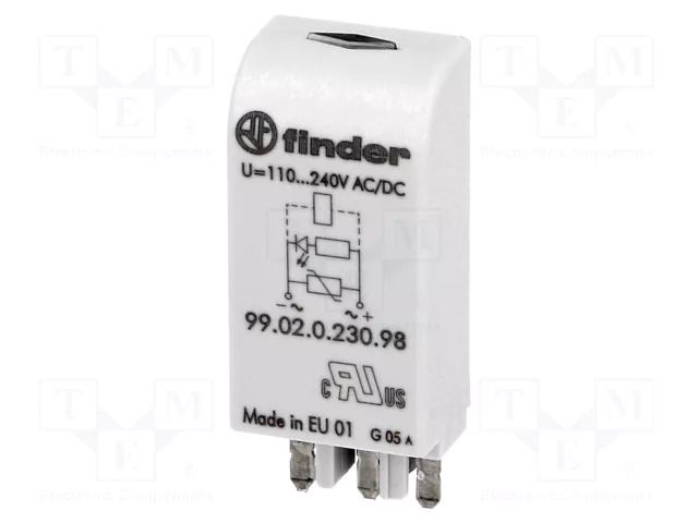Module protecting; socket; Indication: LED; Colour: green FINDER 99.02.0.230.98