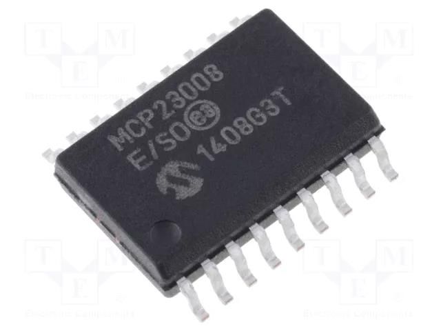 IC: interface; I/O expander; 1.7Mbps; 1.8÷5.5VDC; I2C; SMD; SO18 MICROCHIP TECHNOLOGY MCP23008-E/SO