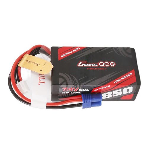 Battery Gens Ace 850mAh 7,4V 60C 2S1P EC2 Plug, Gens ace GEA8502S60E2