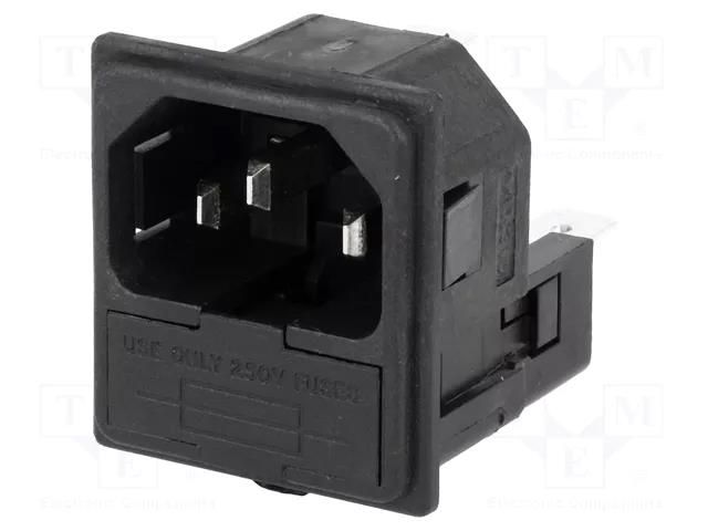 Connector: AC supply; socket; male; 10A; 250VAC; IEC 60320; C14 (E) BULGIN PF0033/10/63