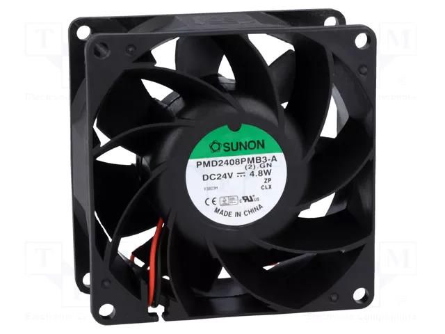 Fan: DC; axial; 24VDC; 80x80x38mm; 101.09m3/h; 47.3dBA; ball; 24AWG SUNON PMD2408PMB3A