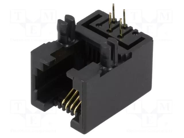 Connector: RJ11; socket; PIN: 4; low profile; gold-plated; 6p4c; THT NINIGI RJ11GK