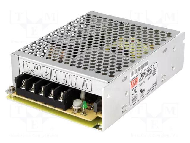 Power supply: switching; for building in,modular; 75W; 12VDC; 6A MEAN WELL RS-75-12