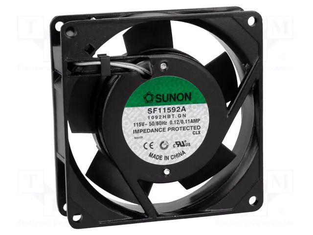 Fan: AC; axial; 115VAC; 92x92x25mm; 62m3/h(±7%); 40dBA; ball SUNON SF11592A1092HBT