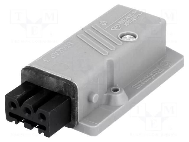 Connector: rectangular; ST; socket; female; PIN: 3; tinned; IP54; 16A HIRSCHMANN STAKAP3N